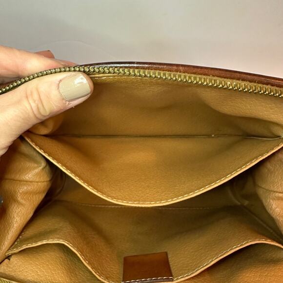 CELINE Macadam Cosmetic Pouch clutch PVC Leather Brown Authentic - Picture 13 of 15